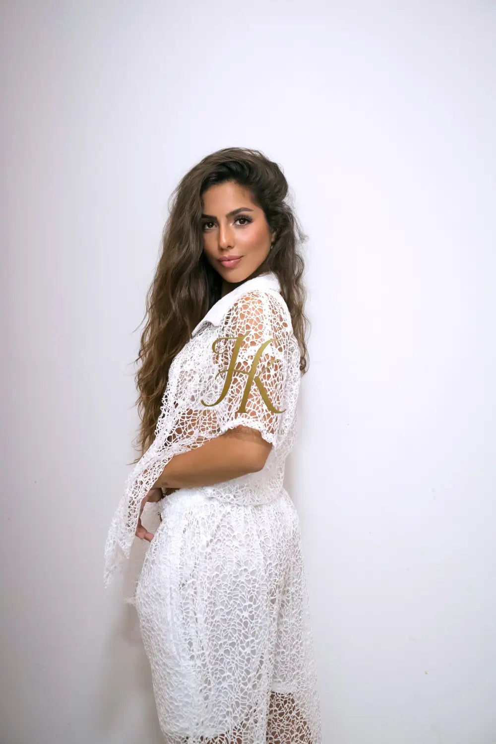 Celestial Lace Elegance Set’ – Women’s Two-Piece (Shirt & Pants)