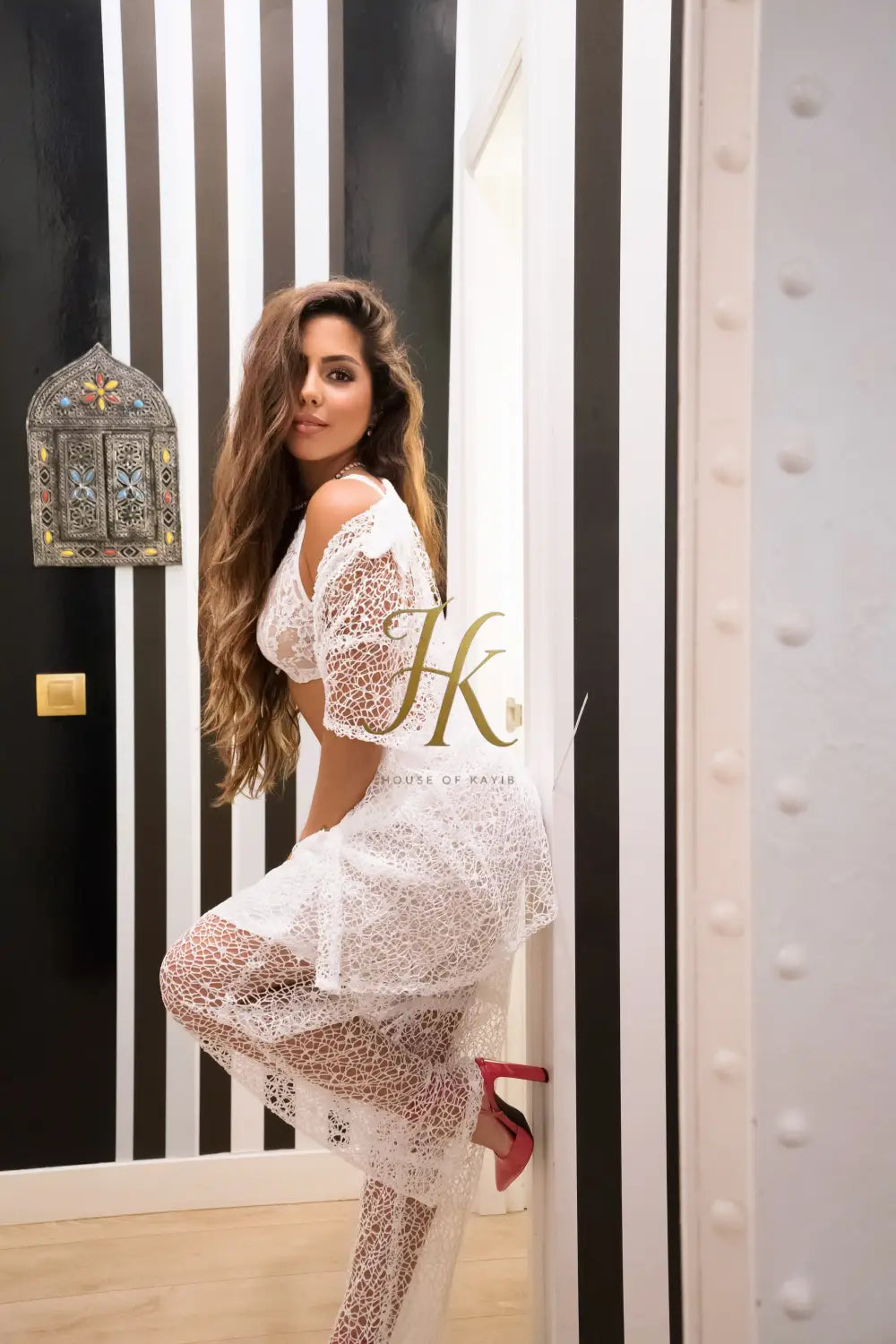 Celestial Lace Elegance Set’ – Women’s Two-Piece (Shirt & Pants)