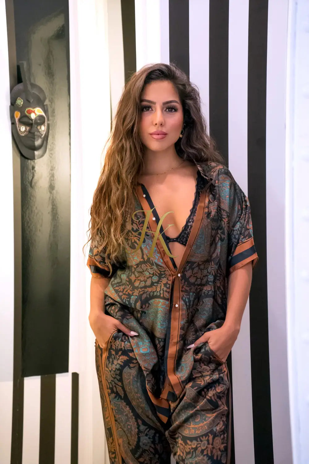 Women’s Luxury Silk Set – Premium Designer Shirt & Pants | Elegant Haute Couture Outfit for Summer Events & Evenings